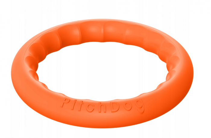 Jucarie Inel pentru caini PitchDog, 17 cm, portocaliu [2]