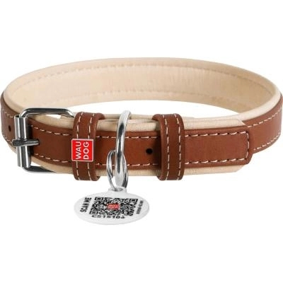 Waudog Soft, Zgarda, S, caini din piele, cu QRPasaport, maro [3]