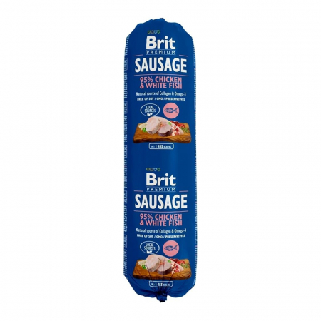 Hrana umeda - Brit Premium, Salam pentru caini, pui si peste, 800g
