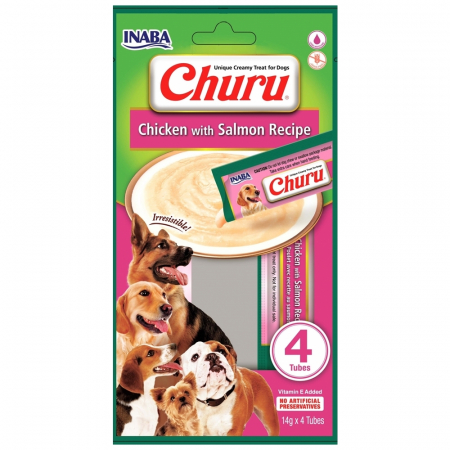 Recompense - Churu-Recompense cremoase pentru caini cu somon si pui