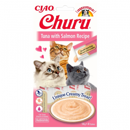 Recompense - Churu, Recompense cremoase pentru pisici cu somon si ton