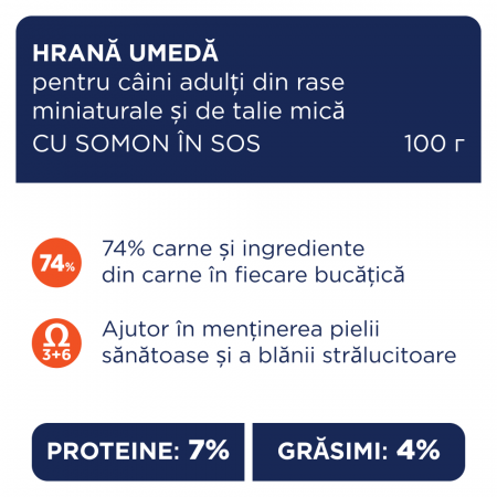 Club 4 Paws, Hrana umeda caini talie mica, Somon in sos, 24x100g [1]