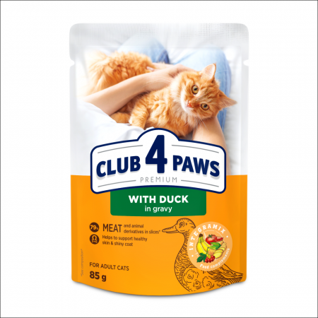 Produse pentru pisici - Club 4 Paws, Hrana umeda pentru pisici, rata in sos, 24x85g