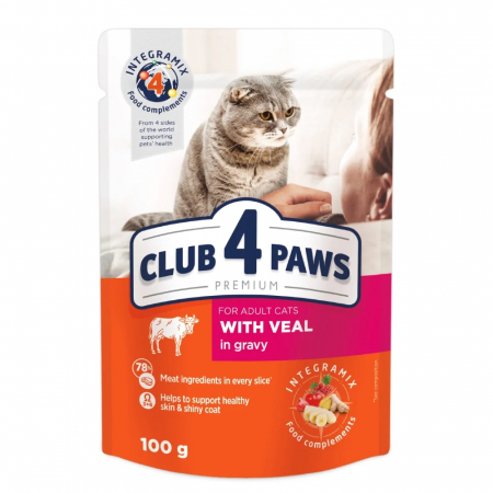 Produse pentru pisici - CLUB4PAWS, Hrana umeda pisici adulte cu vita in sos