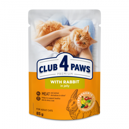 Produse pentru pisici - Club 4 Paws, Hrana umeda pisici, Iepure in jeleu, set 24x85g