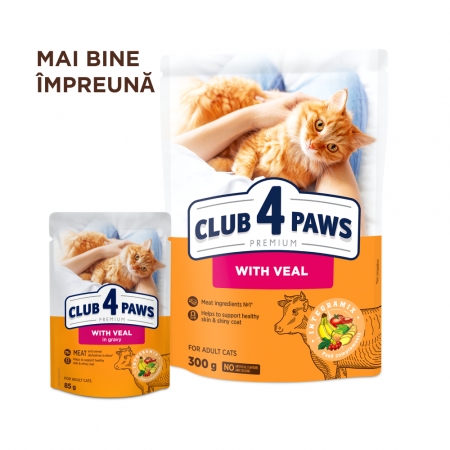 Club 4 Paws, Hrana umeda pisici, vitel in sos, set 24x85g [4]