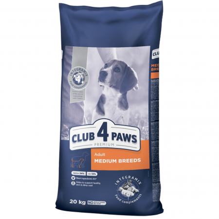 Produse pentru caini - Hrana completa pentru caini de talie medie, 20kg, CLUB4PAWS