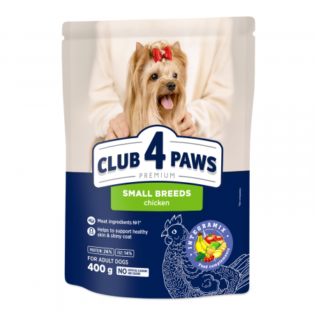 Club 4 Paws, Hrana uscata caini de talie mica, cu pui, 0.4 kg