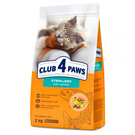 Hrana uscata - Club 4 Paws, Hrana uscata pisici sterilizate, cu somon, 2kg