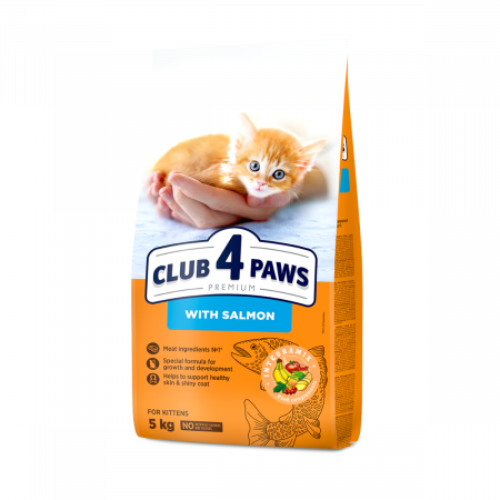 Hrana uscata - Club 4 Paws Premium, Hrana uscata pentru pisoi, cu somon, 5kg