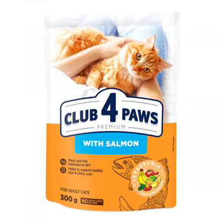Hrana uscata - Club 4 Paws Premium, Hrana uscata pisici adulte, cu Somon, 300g