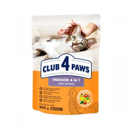 Hrana uscata - Club 4 Paws Premium, Indoor, Hrana uscata pisici adulte, 900g