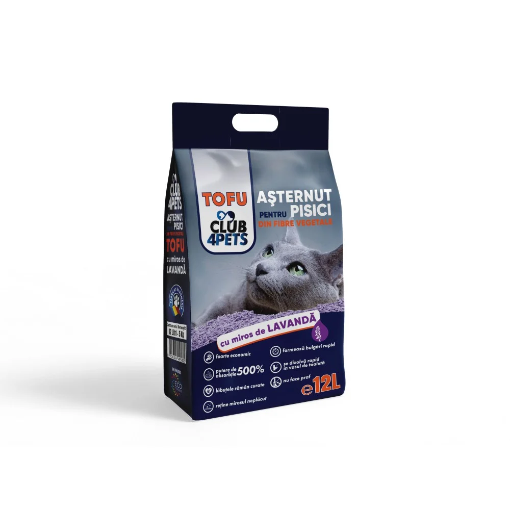 Asternut igienic - Club4Pets, Tofu pentru litiera cu aroma de lavanda
