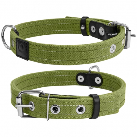 Produse pentru caini - Collar, Zgarda caini dubla, 25mm latime, 41-53cm lungime, verde