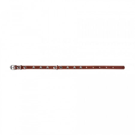 Collar, Zgarda XS, caini, din piele, cu decor metalic, maro [2]