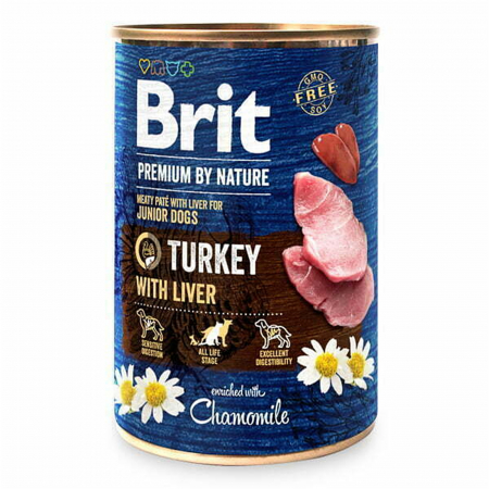 Hrana umeda - Hrana umeda pentru caini, conserva, curcan si ficat, Brit Premium by Nature