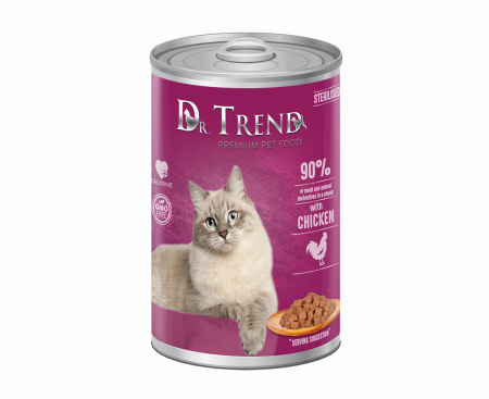 Produse pentru pisici - 10 Conserve cu hrana umeda pentru pisici sterilizate, cu pui, Dr. Trend
