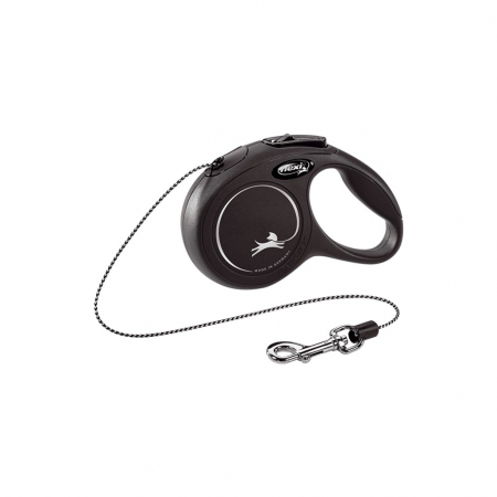 Produse pentru caini - Lesa retractabila cu snur de 3m, neagra, XS, Flexi New Classic