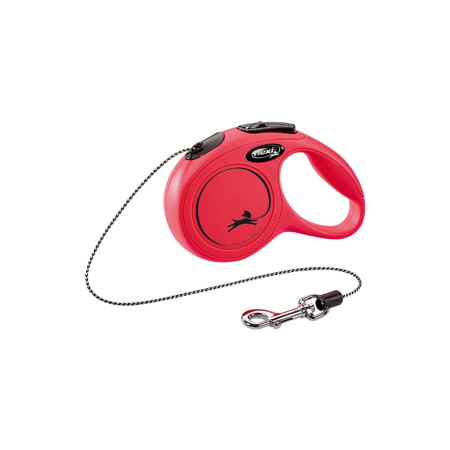 Produse pentru caini - Lesa retractabila cu snur de 3m, rosie, XS, Flexi New Classic