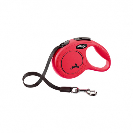 Produse pentru caini - Lesa retractabila cu banda de 3m, rosie, XS, Flexi New Classic