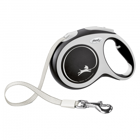 Produse pentru caini - Flexi New Comfort, L Tape, lesa retractabila, negru, 5m