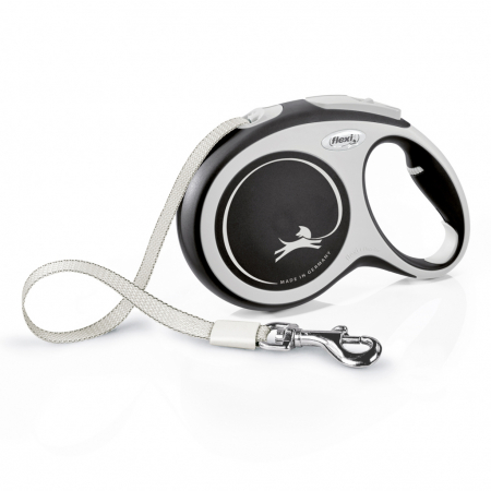 Produse pentru caini - Flexi New Comfort, L Tape, lesa retractabila, negru, 8m