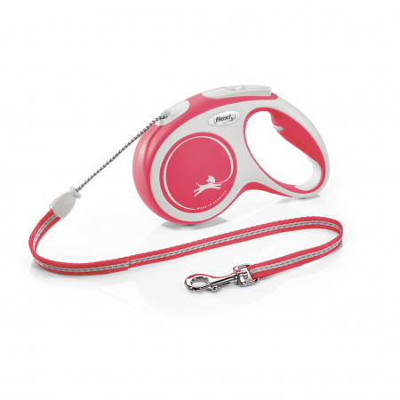 Produse pentru caini - Flexi New Comfort, M Cord, lesa retractabila, rosie, 5m