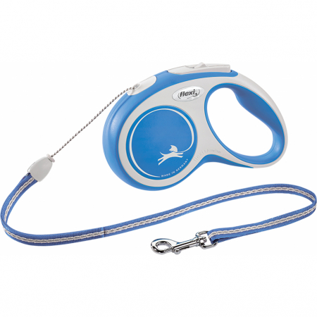 Produse pentru caini - Flexi New Comfort, S Cord, lesa retractabila, albastra, 5m
