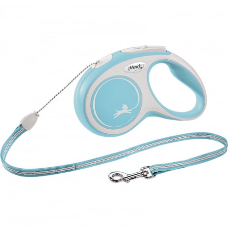 Produse pentru caini - Flexi New Comfort, S Cord, lesa retractabila, albastra, 5m