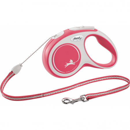 Produse pentru caini - Flexi New Comfort, S Cord, lesa retractabila, rosie, 5m