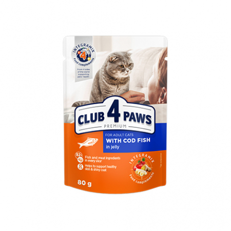 Produse pentru pisici - Club 4 Paws Hrana umeda pisici - peste cod in jeleu, set 24*100g
