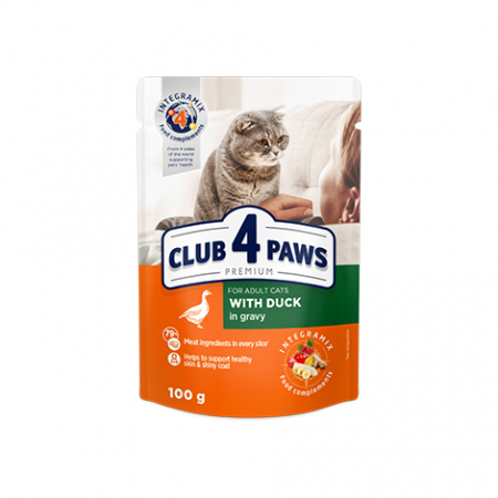 Produse pentru pisici - Club 4 Paws Hrana umeda pisici - cu Rata in sos, set 24*100g