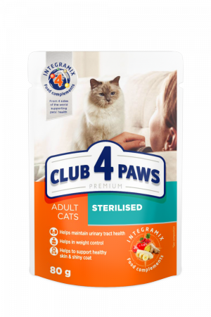 Club 4 Paws Hrana umeda completa pisici sterilizate, set 24x80g