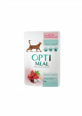 Optimeal Hrana umeda pisici adulte - cu Vita, set 3+1, 4*0,085kg [2]