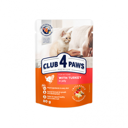 Hrana umeda - Club 4 Paws Hrana umeda pisoi - curcan in jeleu, set 24*80g