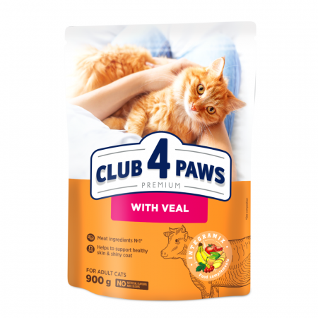 Hrana uscata - Club 4 Paws Premium, Hrana uscata pentru pisici adulte - cu Vita, 900g