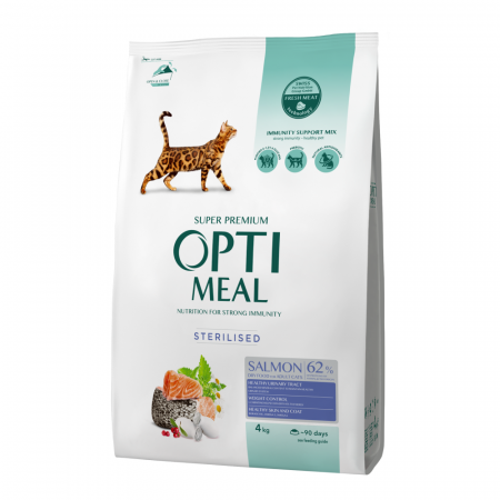 Hrana uscata - Hrana uscata completa Optimeal pentru pisici sterilizate - cu somon, 4 kg