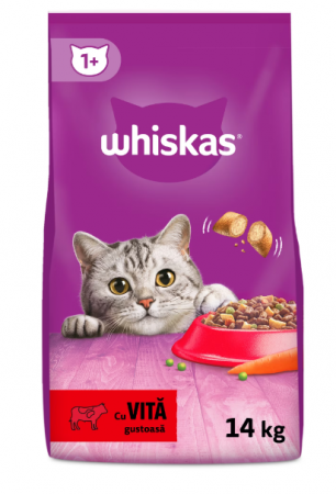 Produse pentru pisici - Whiskas, hrana uscata pentru pisici adulte, cu vita