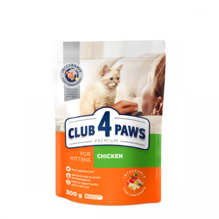 Club 4 Paws, Hrana uscata pisoi, cu pui, 300g