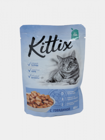 Produse pentru pisici - Kittix-hrana umeda cu vita