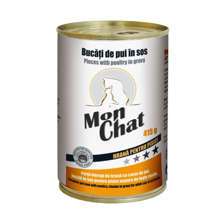 Produse pentru pisici - Mon Chat, Conserva Hrana umeda pisici, pui, 415g