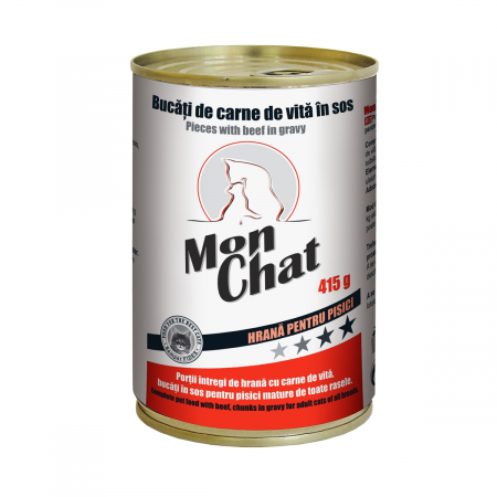 Produse pentru pisici - Mon Chat, Conserva pentru pisici, vita, 415g