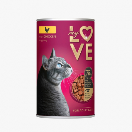 Produse pentru pisici - My Love, Conserva pentru pisici cu Pui in sos, 415g