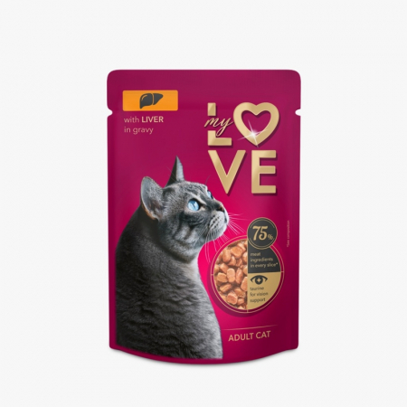 Hrana umeda - My Love, Hrana umeda pentru pisici, ficat, 24x85g