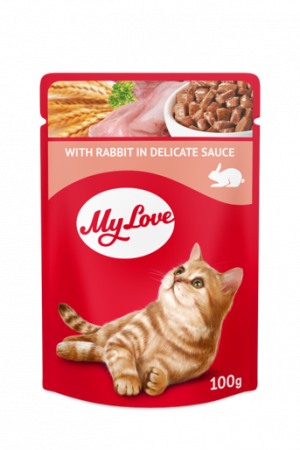 Produse pentru pisici - My Love Hrana umeda pisici - Iepure in sos, set 24*0,1kg