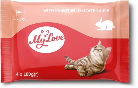 Produse pentru pisici - My Love Hrana umeda pisici - Iepure in sos, set 4*0,1kg