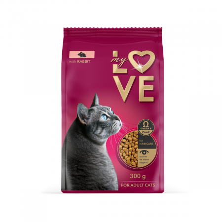 Hrana uscata - My Love, Hrana uscata pentru pisici, iepure, 300g