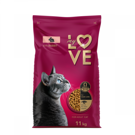 Produse pentru pisici - My Love, Hrana uscata pisici adulte, cu iepure, 11kg