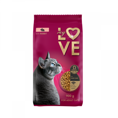 Hrana uscata - My Love, Hrana uscata pisici adulte cu iepure, 900g