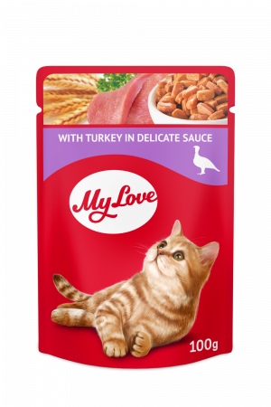 Produse pentru pisici - My Love Hrana umeda pisici - Curcan in sos, set 24*0,1kg
